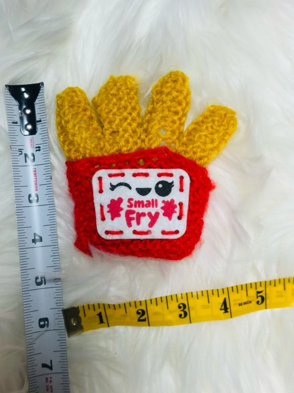 Craft Crochet French Fry Hair Clip in Red and Yellow